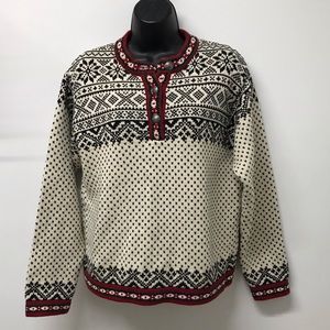 L.L. Bean Cream and Black Nordic Sweater